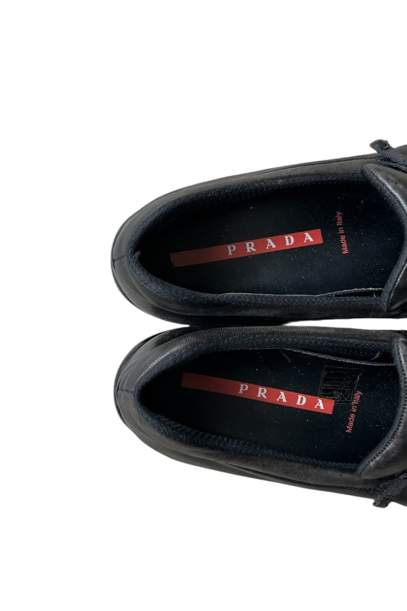 MADE IN ITALY LEATHER LOAFER SNEAKERS / BLACK [SIZE: 40 (US 8) USED]