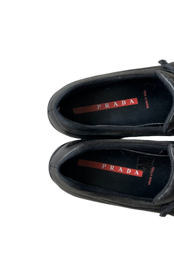 MADE IN ITALY LEATHER ROAFER SNEAKERS / BLACK [SIZE: 40 (26cm相当) USED]