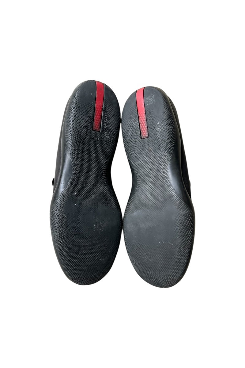 MADE IN ITALY LEATHER LOAFER SNEAKERS / BLACK [SIZE: 40 (US 8) USED]