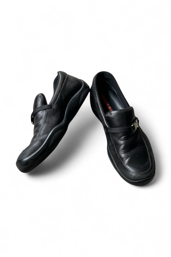 MADE IN ITALY LEATHER LOAFER SNEAKERS / BLACK [SIZE: 40 (26cm 상당) USED]