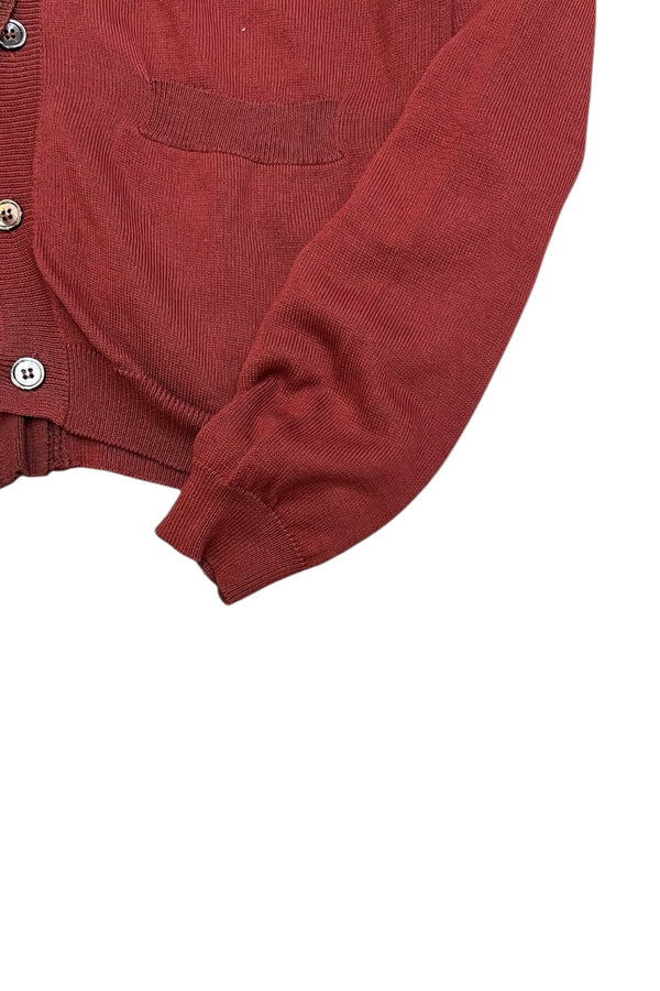 MADE IN ITALY ASYMMETRY COTTON CARDIGAN / BROWN [SIZE: 44 USED]