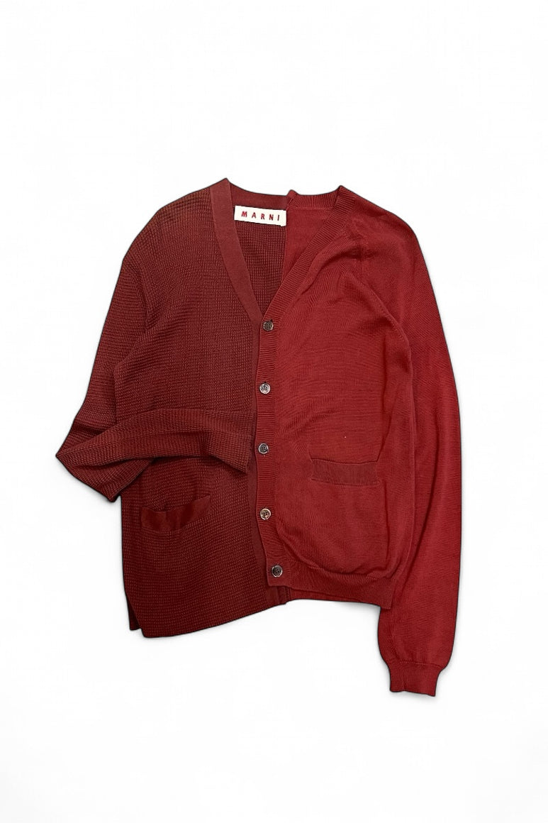 MADE IN ITALY ASYMMETRY COTTON CARDIGAN / BROWN [SIZE: 44 USED]