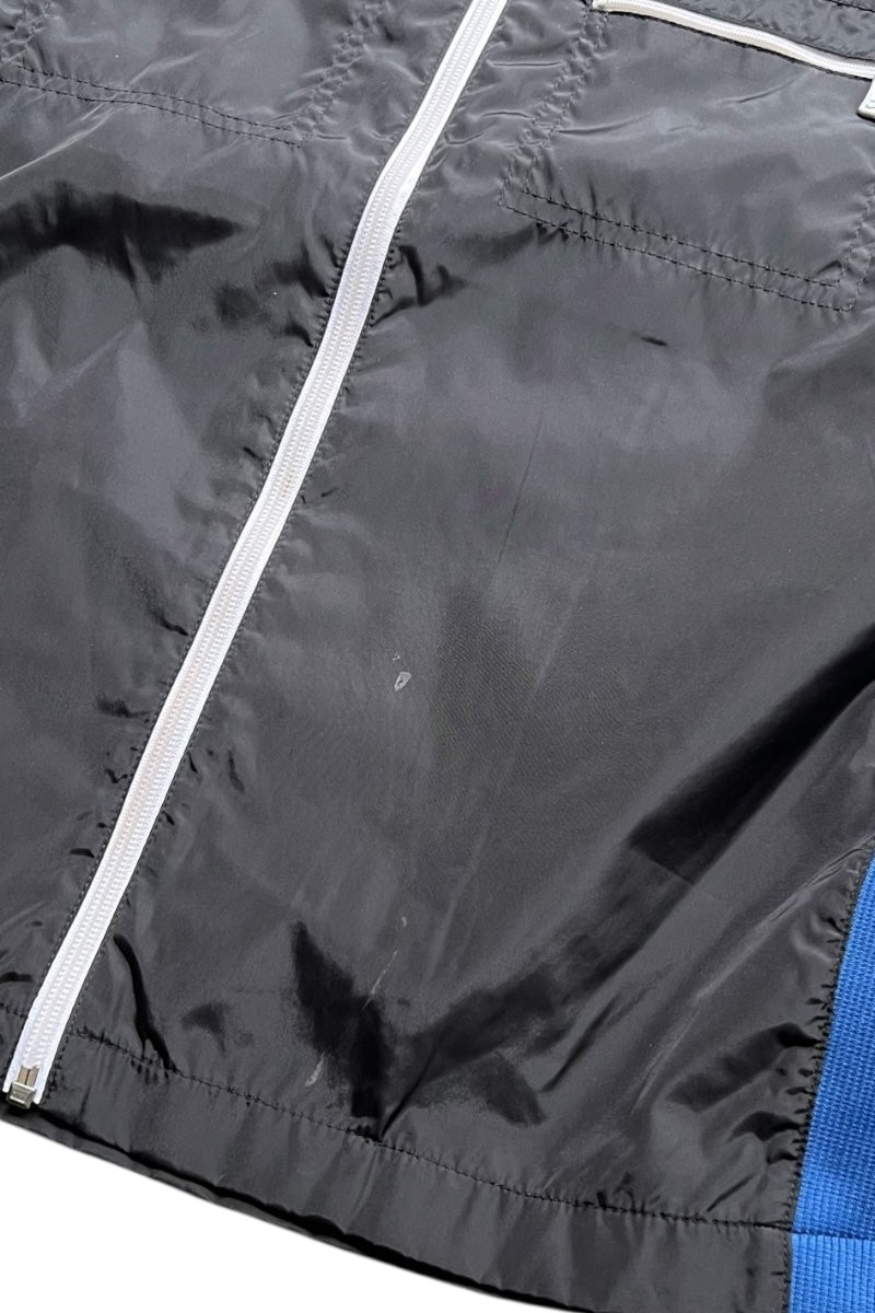 Y2K EARLY 00'S COLOR BLOCKED ZIP UP NYLON JACKET / BLACK [SIZE: XL USED]