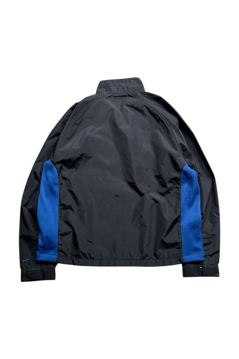Y2K EARLY 00'S COLOR BLOCKED ZIP UP NYLON JACKET / BLACK [SIZE: XL USED]