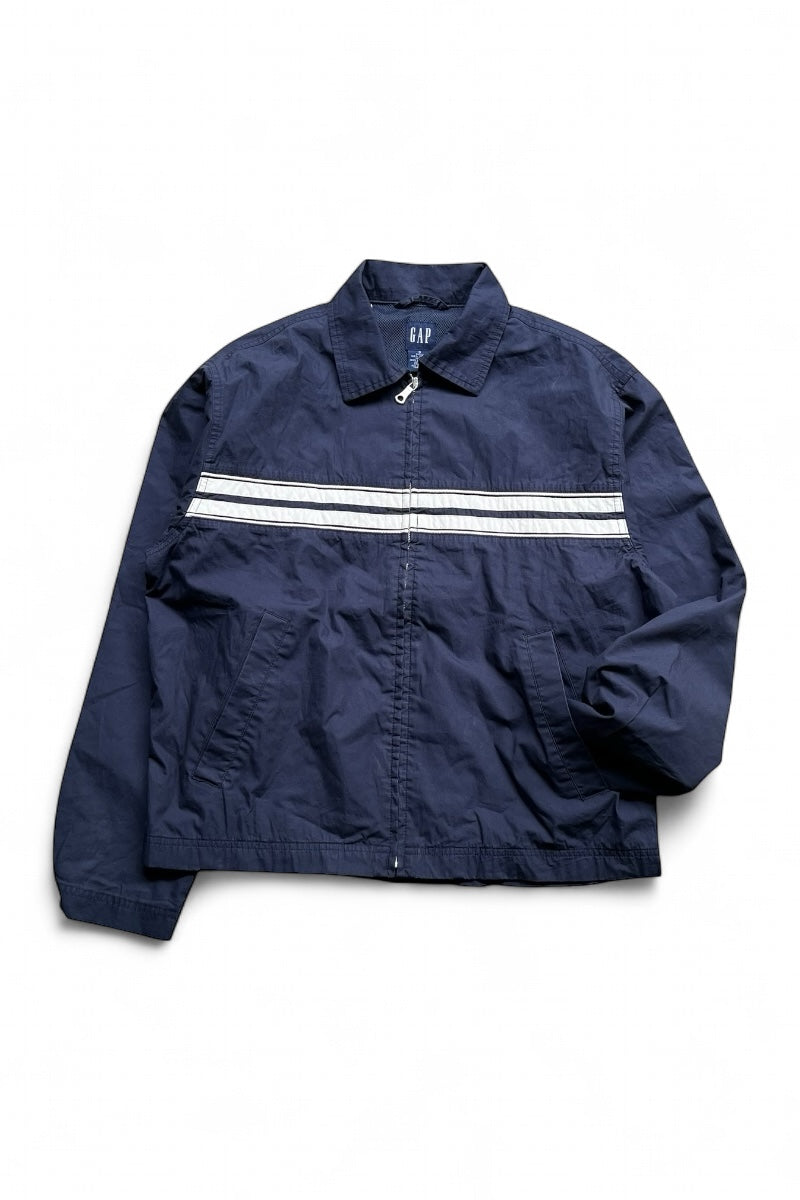 Y2K 00'S ZIP UP NYLON JACKET / NAVY [SIZE: S USED]