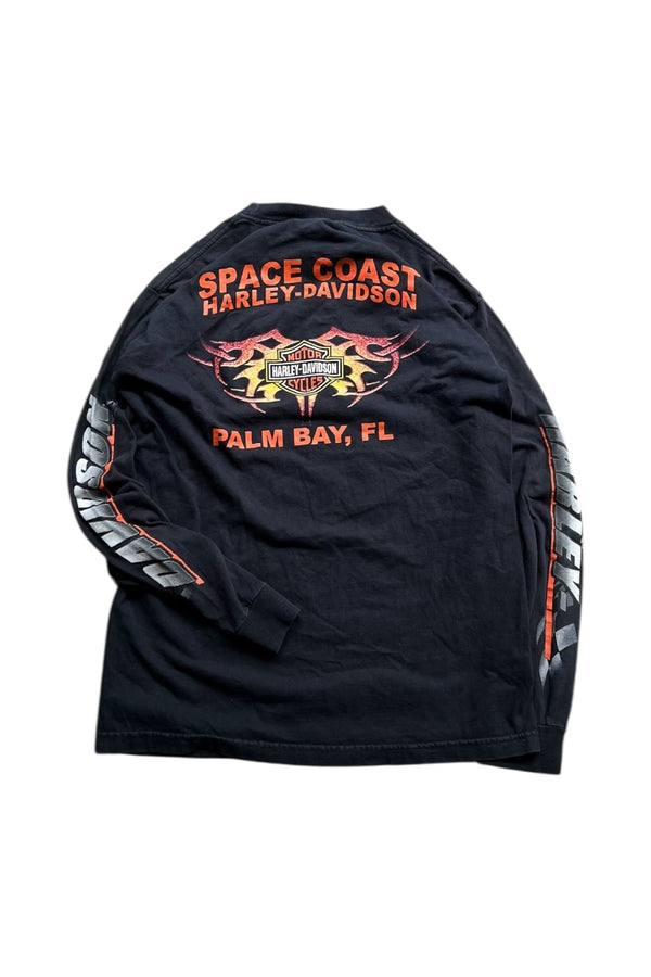 MADE IN USA 90'S PALM BAY L/S POCKET T-SHIRT / BLACK [SIZE: L USED]