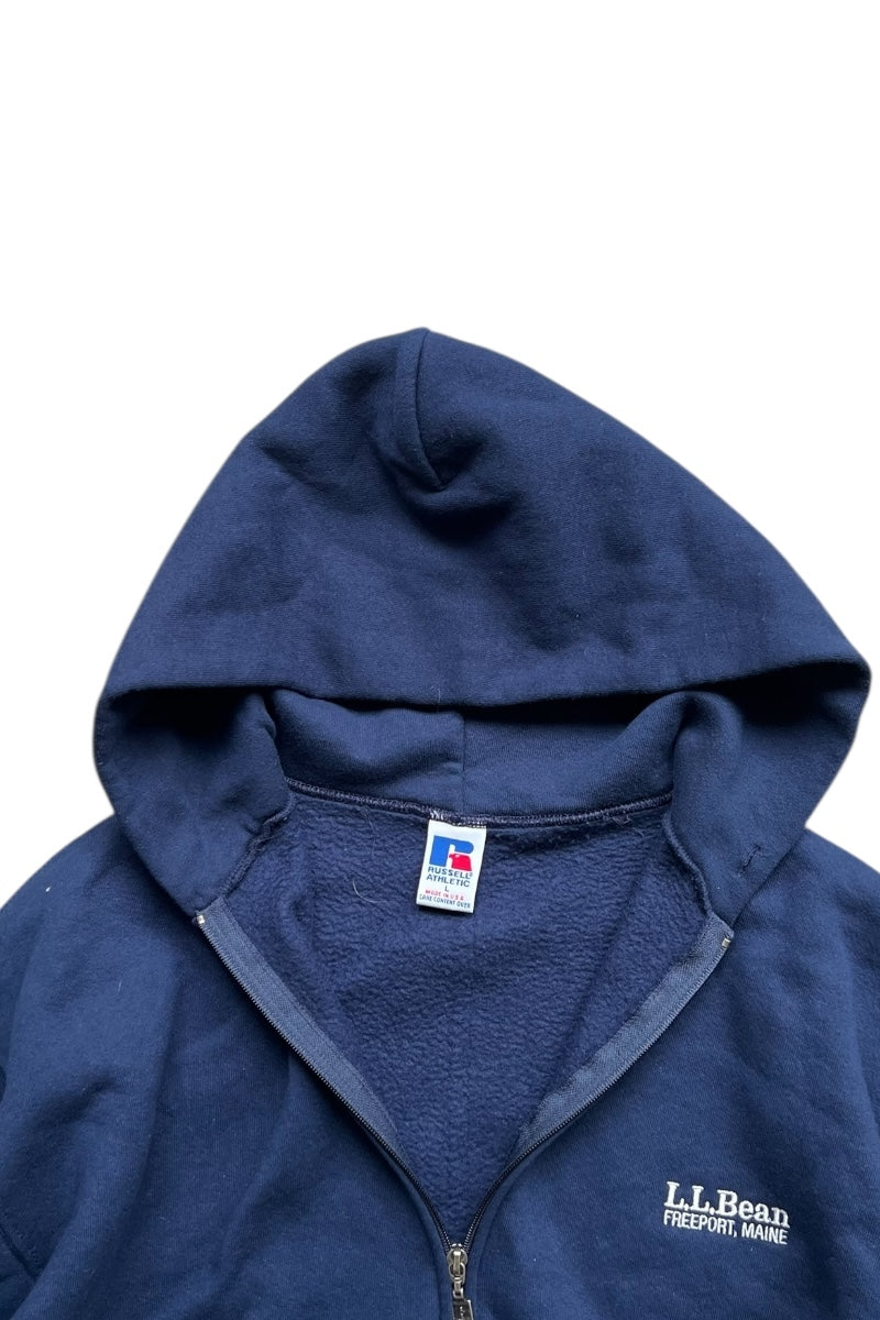 MADE IN USA 90'S ZIP HOODIE SWEATSHIRT / NAVY [SIZE: L USED]