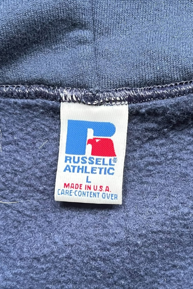 MADE IN USA 90'S ZIP HOODIE SWEATSHIRT / NAVY [SIZE: L USED]