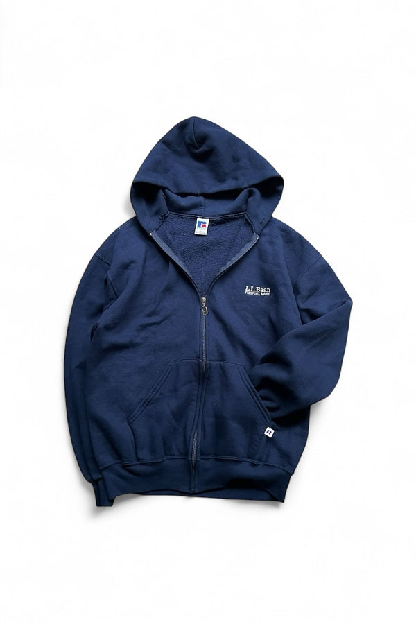 MADE IN USA 90'S ZIP HOODIE SWEATSHIRT / NAVY [SIZE: L USED]