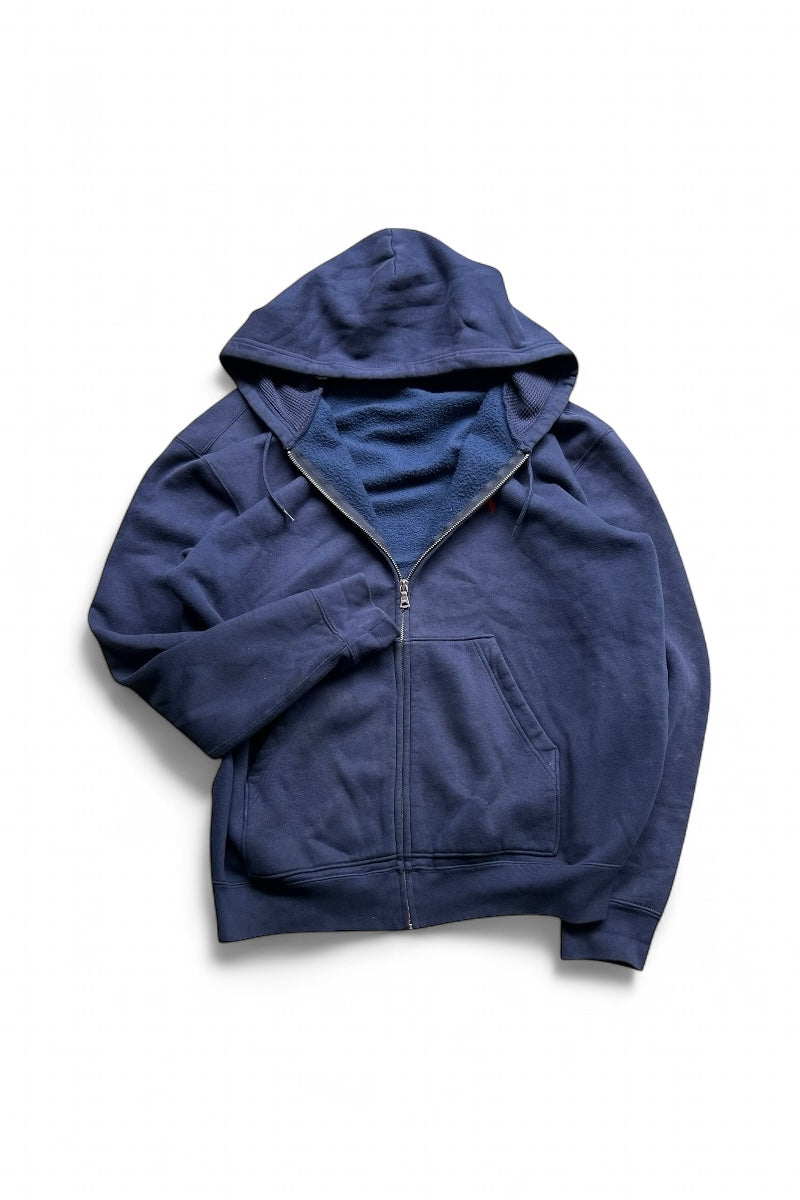 90'S ZIP HOODIE SWEATSHIRT / NAVY [SIZE: L USED]