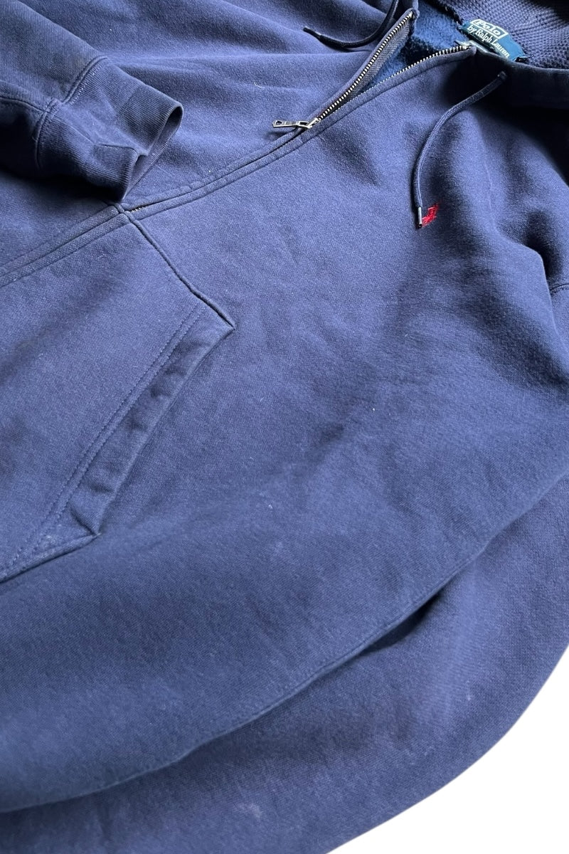 90'S ZIP HOODIE SWEATSHIRT / NAVY [SIZE: L USED]