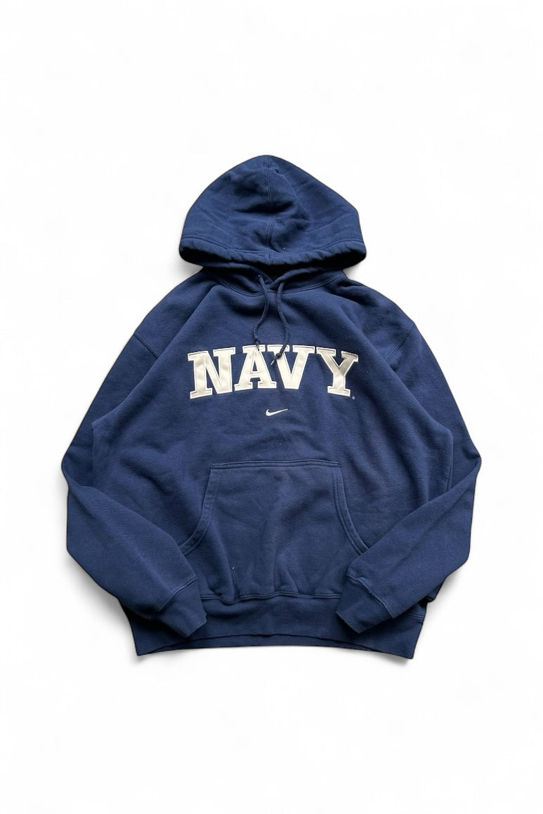 Y2K EARLY 00'S NAVY HOODIE SWEATSHIRT / NAVY [SIZE: M USED]