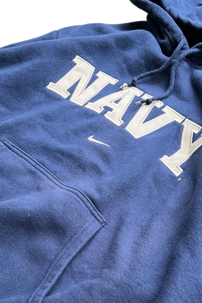 Y2K EARLY 00'S NAVY HOODIE SWEATSHIRT / NAVY [SIZE: M USED]