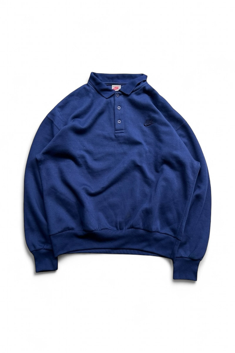 90'S L/S POLO SWEATSHIRT / NAVY [SIZE: L USED]