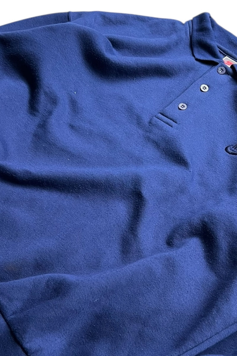 90'S L/S POLO SWEATSHIRT / NAVY [SIZE: L USED]