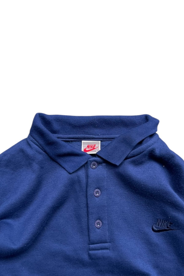 90'S L/S POLO SWEATSHIRT / NAVY [SIZE: L USED]