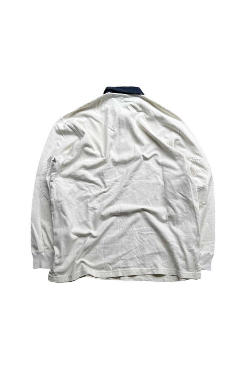 90'S L/S RUGBY SHIRT / WHITE [SIZE: M USED]