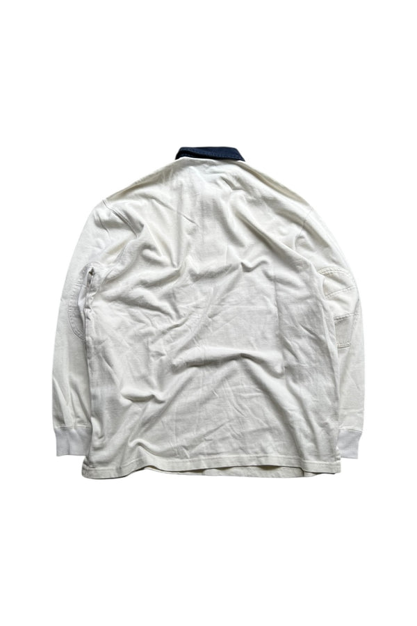 90'S L/S RUGBY SHIRT / WHITE [SIZE: M USED]
