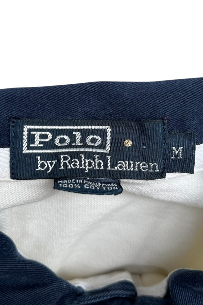 90'S L/S RUGBY SHIRT / WHITE [SIZE: M USED]