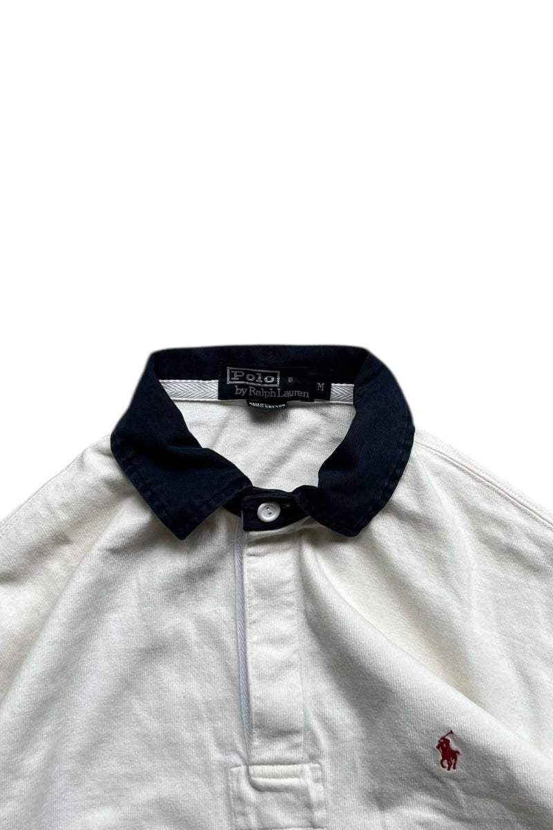 90'S L/S RUGBY SHIRT / WHITE [SIZE: M USED]
