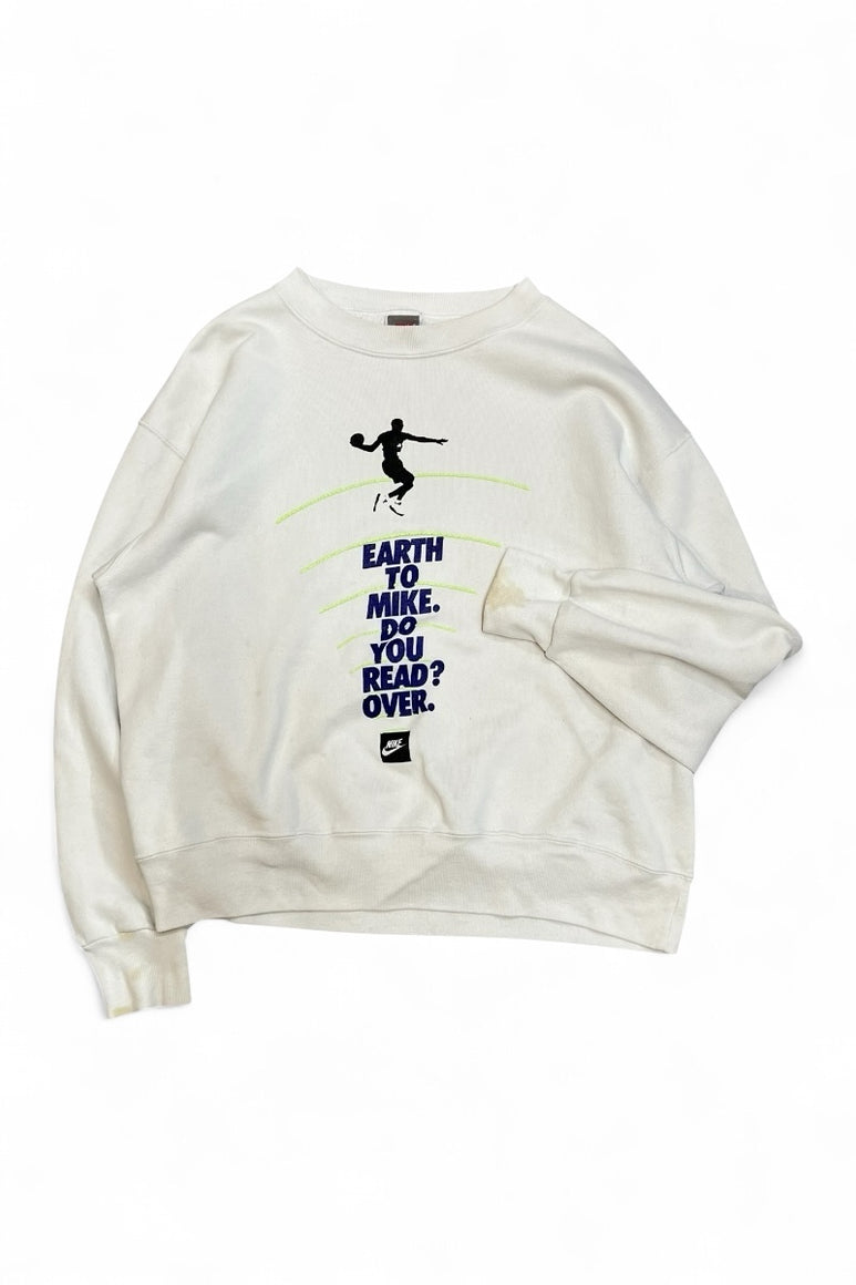 MADE IN USA 90'S EARTH TO MIKE SWEATSHIRT / WHITE [SIZE: M USED]