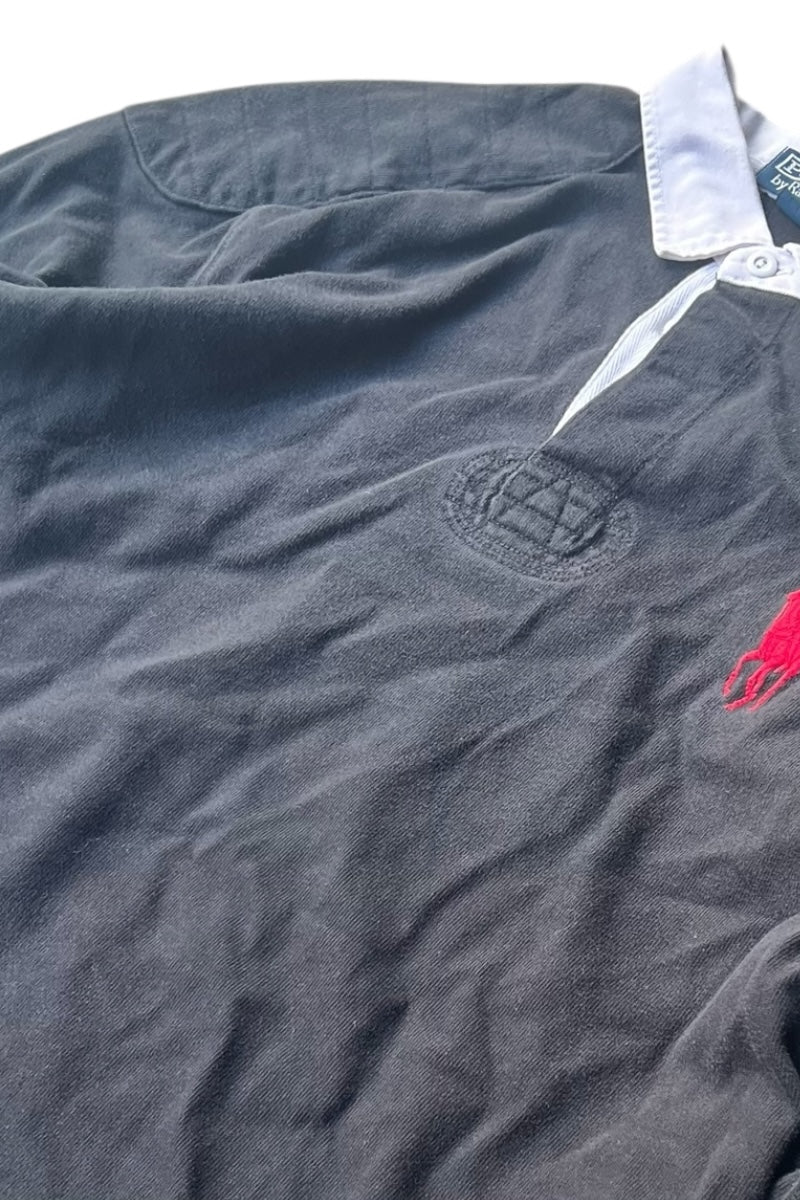90'S L/S RUGBY SHIRT / BLACK [SIZE: L USED]