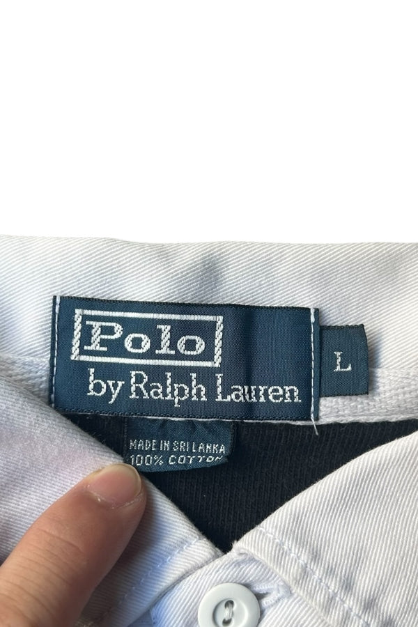 90'S L/S RUGBY SHIRT / BLACK [SIZE: L USED]