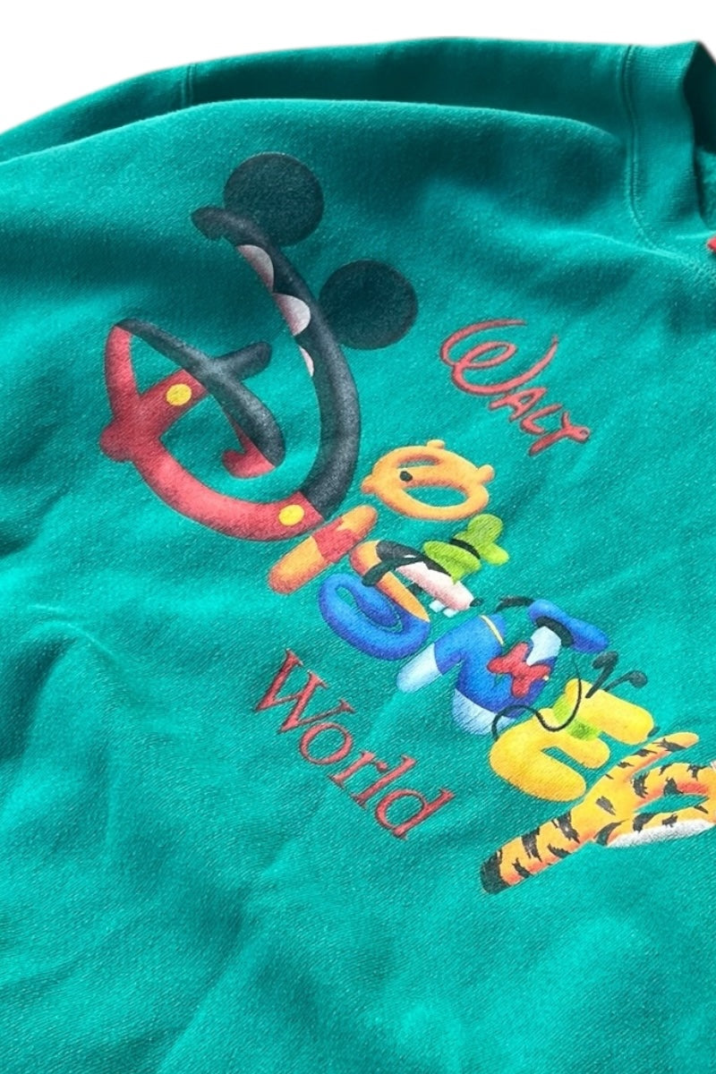 MADE IN USA 90'S MICKEY SWEATSHIRT / GREEN [SIZE: M USED]