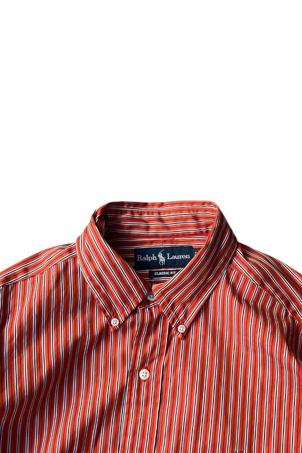 90'S L/S STRIP CLASSIC FIT SHIRT / ORANGE [SIZE: M USED]