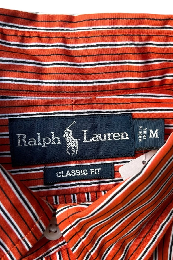 90'S L/S STRIP CLASSIC FIT SHIRT / ORANGE [SIZE: M USED]