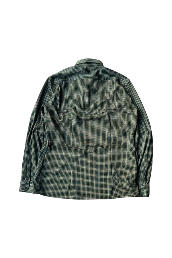 MADE IN ITALY L/S PULLOVER CHECK SHIRT / GREEN [SIZE: L USED]