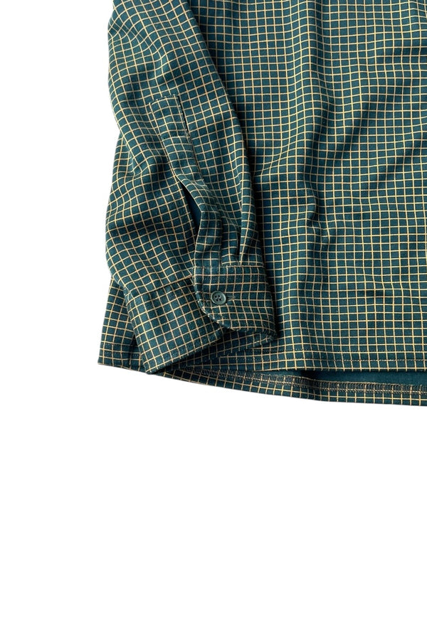 MADE IN ITALY L/S PULLOVER CHECK SHIRT / GREEN [SIZE: L USED]
