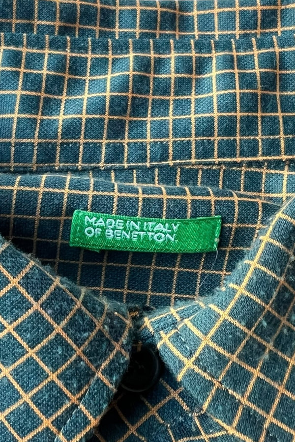 MADE IN ITALY L/S PULLOVER CHECK SHIRT / GREEN [SIZE: L USED]