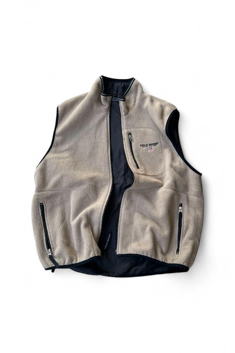MADE IN USA 90'S REVERSIBLE VEST / BEIGE [SIZE: XL USED]