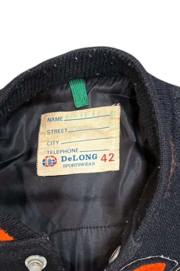 MADE IN USA 80'S WOOL LEATHER STADIUM JACKET / BLACK [SIZE: 42 USED]