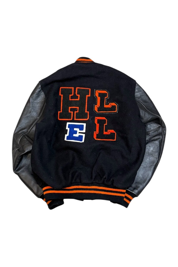 MADE IN USA 80'S WOOL LEATHER STADIUM JACKET / BLACK [SIZE: 42 USED]