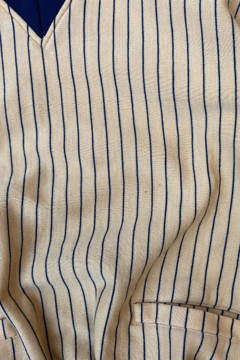 70'S V-NECK POCKETED SWEATSHIRT / STRIPE [SIZE: S USED]
