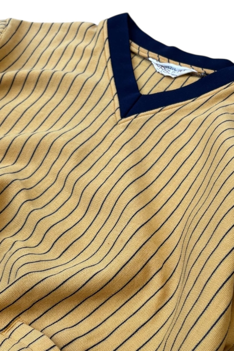 70'S V-NECK POCKETED SWEATSHIRT / STRIPE [SIZE: S USED]