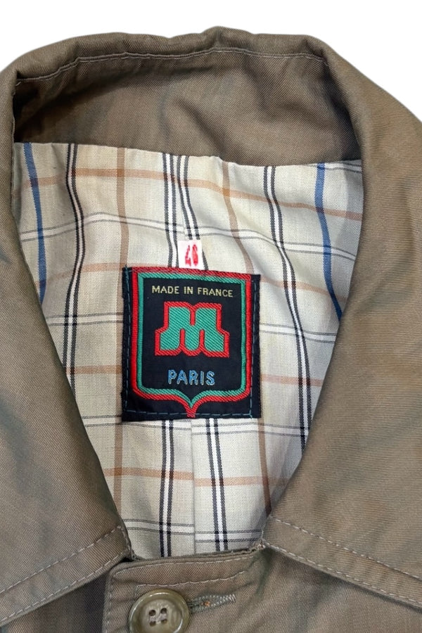MADE IN FRANCE 80'S SOLARO FABRIC BALMACAAN COAT / KHAKI [SIZE: 46 USED]