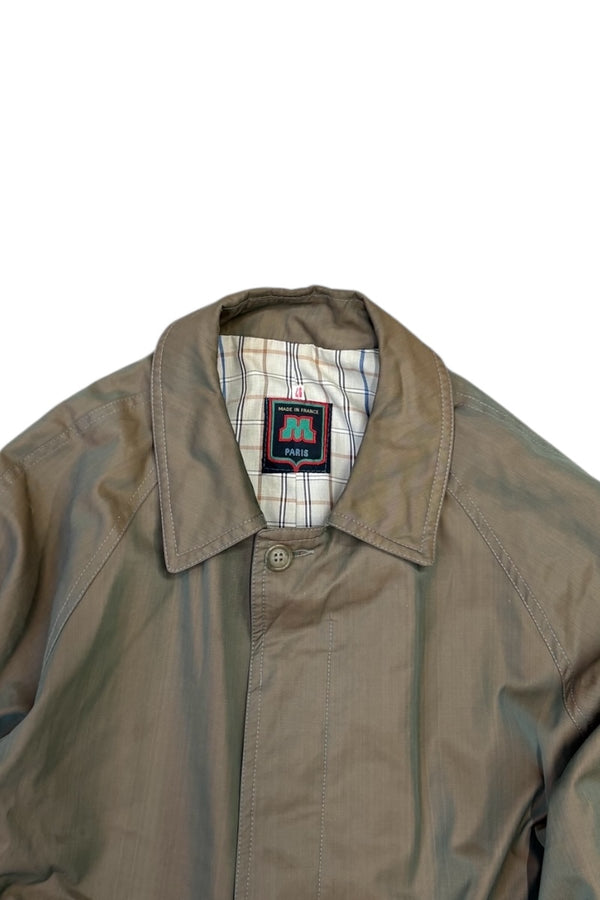 MADE IN FRANCE 80'S SOLARO FABRIC BALMACAAN COAT / KHAKI [SIZE: 46 USED]