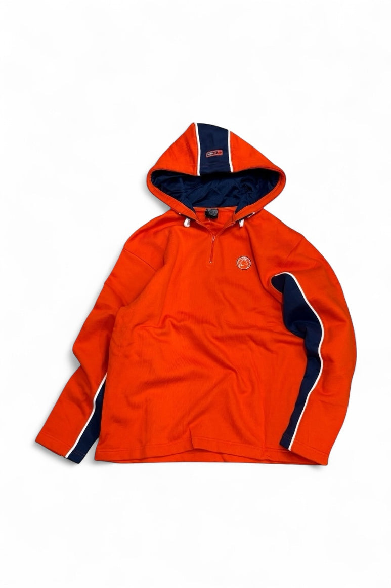 Y2K EARLY 00'S HALF ZIP HOODIE SWEATSHIRT / ORANGE [SIZE: M DEADSTOCK/NOS]