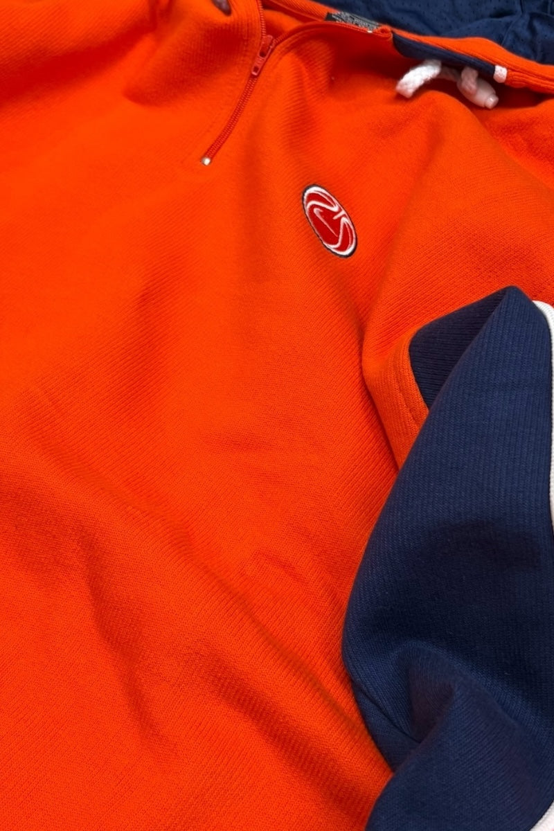 Y2K EARLY 00'S HALF ZIP HOODIE SWEATSHIRT / ORANGE [SIZE: M DEADSTOCK/NOS]