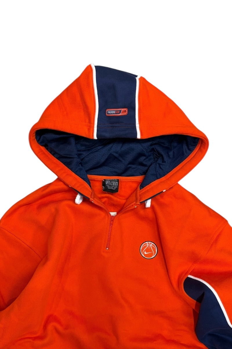 Y2K EARLY 00'S HALF ZIP HOODIE SWEATSHIRT / ORANGE [SIZE: M DEADSTOCK/NOS]
