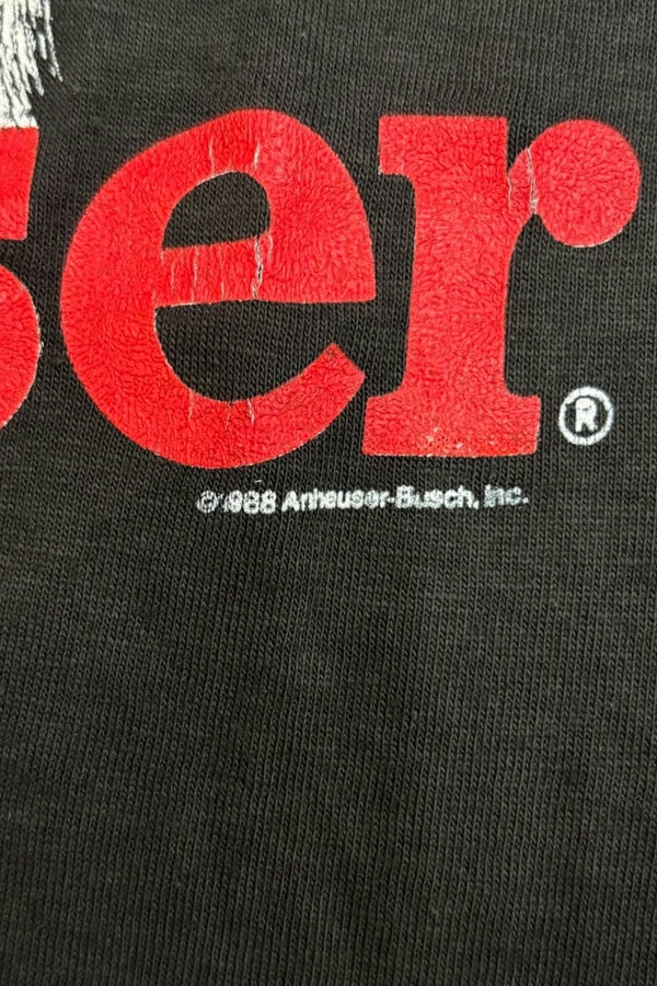 MADE IN USA 88'S BUDWEISER ADVERTISING T-SHIRT / BLACK [SIZE: XL USED]