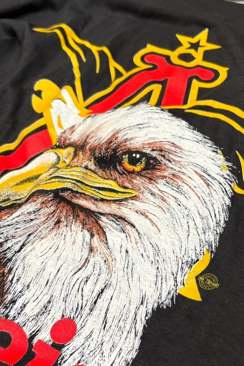 MADE IN USA 88'S BUDWEISER ADVERTISING T-SHIRT / BLACK [SIZE: XL USED]