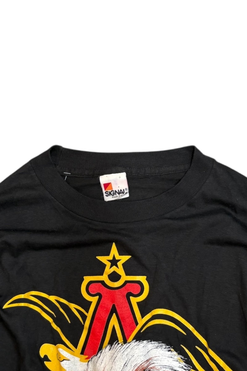 MADE IN USA 88'S BUDWEISER ADVERTISING T-SHIRT / BLACK [SIZE: XL USED]