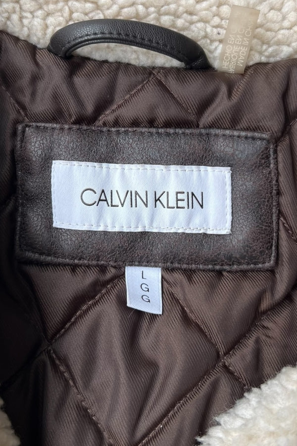 VEGAN LEATHER RIDERS JACKET / BROWN [SIZE: L USED]