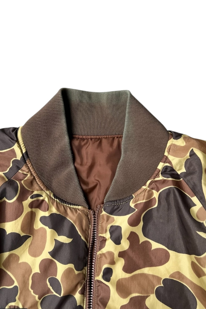 90'S REVERSIBLE NYLON PUFF JACKET / CAMO [SIZE: XL USED]
