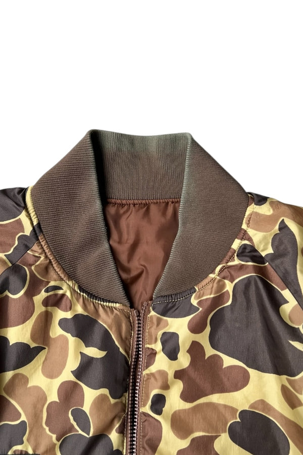 90'S REVERSIBLE NYLON PUFF JACKET / CAMO [SIZE: XL USED]