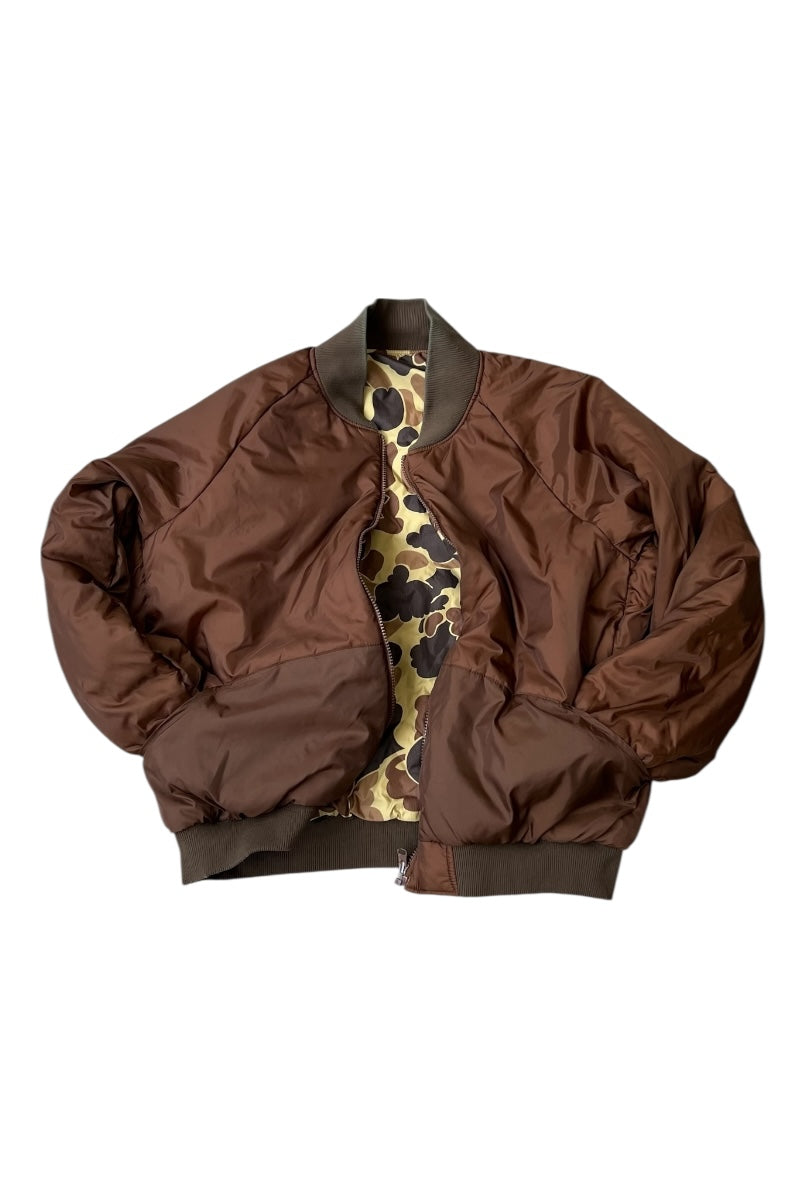 90'S REVERSIBLE NYLON PUFF JACKET / CAMO [SIZE: XL USED]